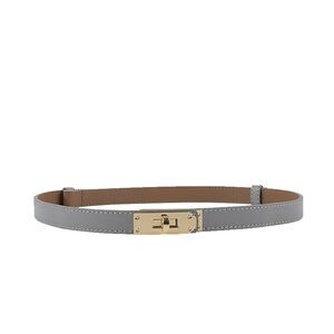 6828 Women's Skinny Leather Belt With Adjustable Golden Turn-lock Buckle